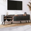 63'' Mid Century TV Stand for TVs up to 70'',Entertainment Center with 2 Cabinets,Open Compartments for Living Room – The Pop Home - 2 of 4