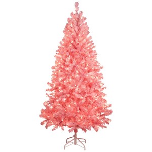 Northlight Pre-Lit Medium Pink Pine Artificial Christmas Tree - 6.5’ - Clear Lights - 1 of 4