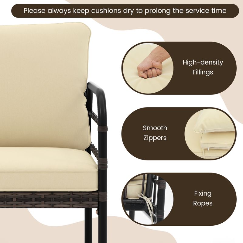 Tangkula 8PCS Furniture Set Outdoor Wicker Conversation Bistro Set w/ Soft Cushions Patio, 5 of 7