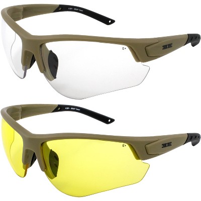 2 Pairs of Epoch Eyewear Grunt Sunglasses with Smoke, Yellow Lenses