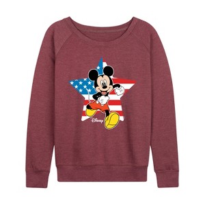 Women's - Disney - Americana Lightweight French Terry Wide Neck Long Sleeve Shirt - 1 of 4
