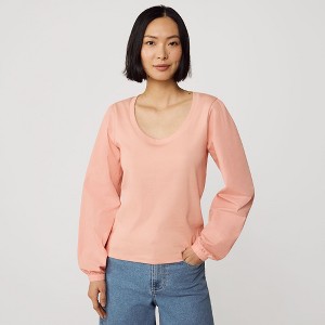 Lands' End Women's Supima Interlock Scoop Neck Blouson Sleeve Top - 1 of 4