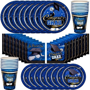 Treasures Gifted Blue Graduation Party Tableware Classic Set for 24 Guests - 1 of 1