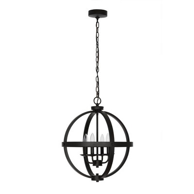 18.25" 4-Light LED Metal Orb Chandelier Black - Cresswell Lighting