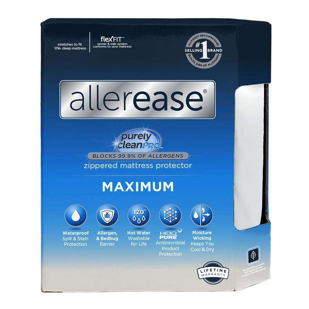 Photos - Mattress Cover / Pad Queen Maximum Bed Bug and Allergy Mattress Protector White - AllerEase