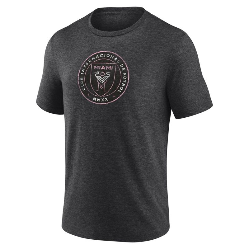 MLS Inter Miami CF Men&#39;s Gray Short Sleeve Triblend Chest Logo T-Shirt, 2 of 4