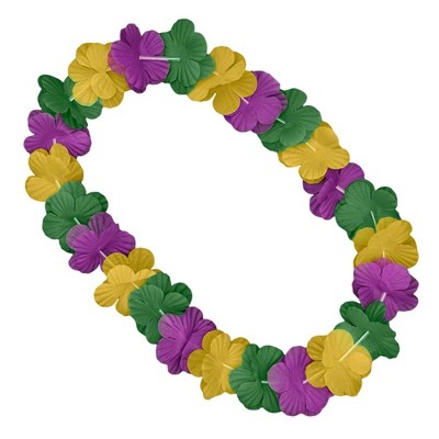 Magic Matt’s Brilliant BlinkysHawaiian Flower Mardi Gras Lei Necklace Purple Green Gold