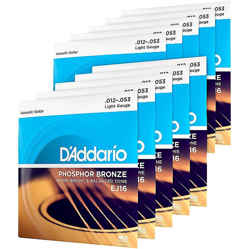 D'Addario EJ16-10P Phosphor Bronze Light Acoustic Guitar Strings 10-Pack, 1 of 7
