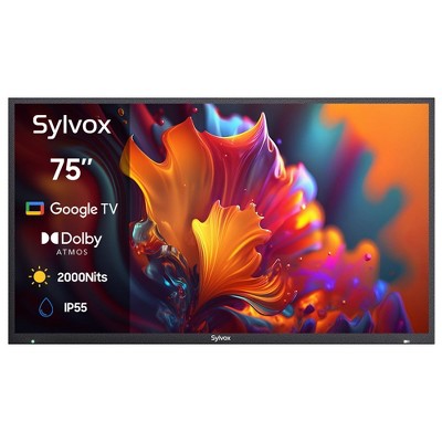 SYLVOX Outdoor TV, 75" Smart QLED TV with Google System, Dolby Atmos, IP55 Waterproof, 4K 2000 Nits Weatherproof TV for Full Sun (Pool Pro QLED 2.0)