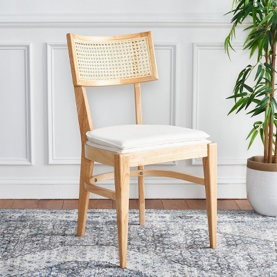 Natural Wood and Cane Upholstered Side Chair