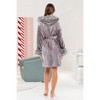 ADR Women's Short Bathrobe, Womans Robe Plush Faux Fur Accents Fuzzy Feather Bath Robe - 3 of 4