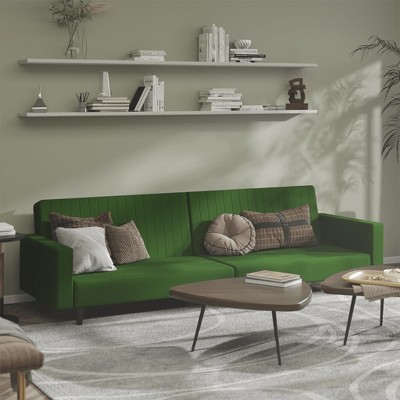 vidaXL 2-Seater Sofa Bed Dark Green Velvet