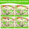 Kids Table and 4 Chairs Set, Toddler Height Adjustable Desk with Graffiti Desktop - 2 of 4