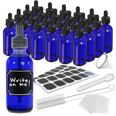 Nevlers Leakproof Cobalt Blue Glass Dropper Bottles - 2oz (24pk)