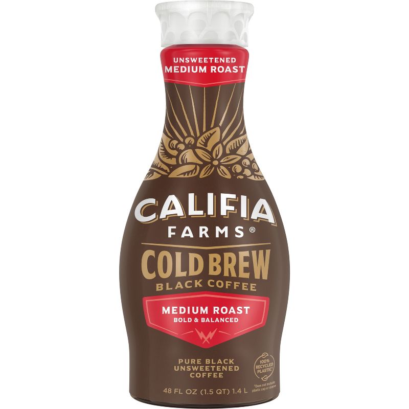 Califia Farms Pure Black Medium Roast Cold Brew Coffee - 48 fl oz, 1 of 8