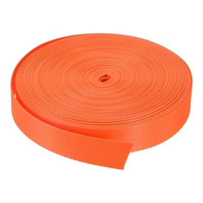 Unique Bargains Flexible Thick Outdoor Tight Weave Flat Nylon Webbing Strap Bright Orange