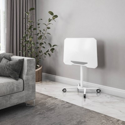 White Adjustable Height Mobile Laptop Stand with Steel Frame