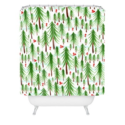 Christmas Tree Farm Shower Curtain Green - Deny Designs