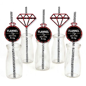 Big Dot of Happiness Flannel Fling Before the Ring - Paper Straw Decor - Buffalo Plaid Bachelorette Party Striped Decorative Straws - Set of 24 - 1 of 4