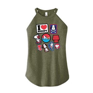 Women's - Peanuts - I Heart Snoopy Patches Graphic High Neck Tank - 1 of 3