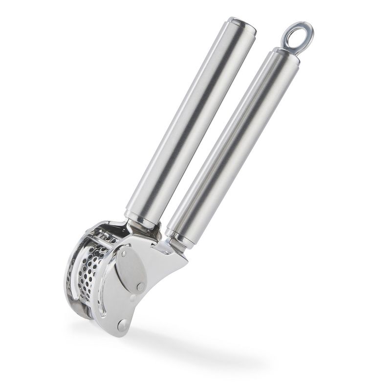 Rosle Stainless Steel Mincing Garlic / Ginger Press with Scraper, 9-inch, 1 of 2