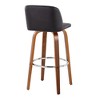 30" Mid-Century Modern Barstools Set of 2 with Swivel, Tufted Seat, and Wood Legs with Round Metal Footrest - 4 of 4