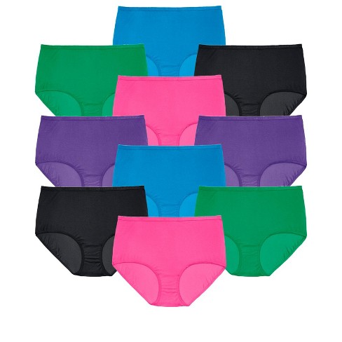 Comfort Choice Women's Plus Size Cotton Brief 10-pack, 10 - Bright Pack :  Target