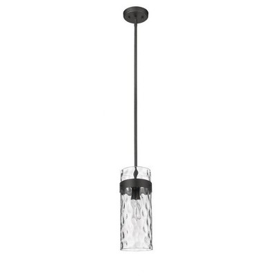 Fontaine Matte Black and Glass Indoor/Outdoor Pendant Light