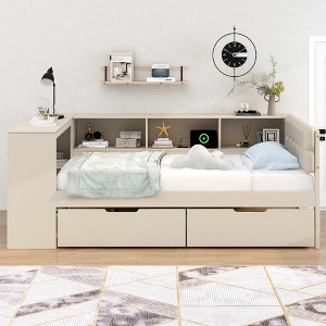 Sapphtopaz Platform Bed Frame with Storage Solutions & Upholstered Details, Multi-Functional for Small Bedrooms, Teens & Home Offices - 1 of 4