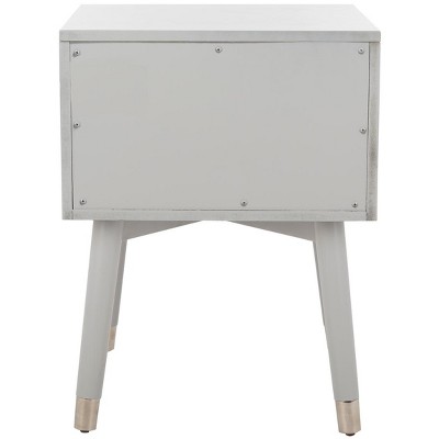 Lyla Grey and Silver 2-Drawer Retro Nightstand