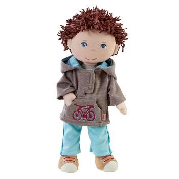 HABA Lian 12" Soft Boy Doll with Brown Hair, Blue Eyes and Embroidered Face (Machine Washable)