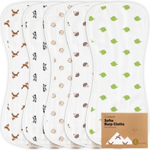 KeaBabies 5pk Organic Softe Muslin Burp Cloths for Baby Girls and Boys, Large Absorbent Burping Cloths for Babies, Baby Burp Clothes - 1 of 4