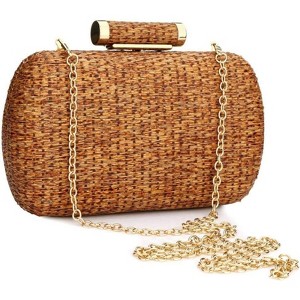 FATMOON Straw Clutch Purse for Women Wedding Hand-Woved Evening Straw Handbag Party Wedding Summer Beach Bag Wicker clutch - 1 of 4