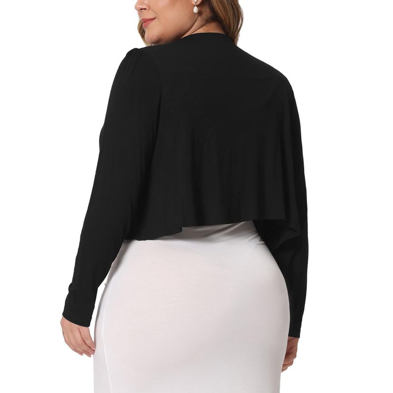 Agnes Orinda Women's Plus Size Long Sleeve Open Front Ruffle Elegant Cropped Bolero Cardigans, 4 of 6