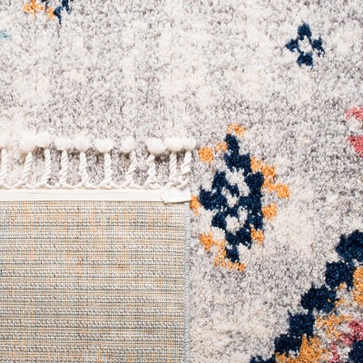 Ivory and Multi Diamond Synthetic Flat Woven Runner Rug