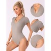Allegra K Women's U Neck Short Sleeve Slim Fit Full Body Shapers for Dance Training - 3 of 4