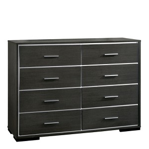 Reyes Dresser Warm Gray - miBasics: Contemporary 8-Drawer Bedroom Storage, Chrome Trim, Wood Veneer - 1 of 4