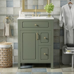 ChicFurnit 24 Inch Bathroom Vanity with Sink Compact Freestanding Storage Cabinet with Soft Close Door Drawers for Bathroom, 18.4"*24"*33.8" - 1 of 4