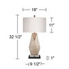 Possini Euro Design Modern Table Lamp with Black Marble Riser 32 1/2" Tall Champagne Gold Off-White Drum Shade for Bedroom Living - 4 of 4