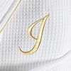 Linum Home Textiles Hotel 100% Turkish Cotton Waffle Terry Personalized White Bathrobe with Gold Satin Piped Trim in Gold Script Font - 2 of 2