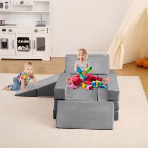 12pcs Modular Kids Play Couch, Boys Girls Toddler Child Sofa Couch, Versatile Kid DIY Creativing Playroom Bedroom, Convertible Foam & Floor Cushion - 1 of 4