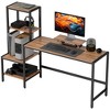 HOMCOM Computer Desk with Monitor Stand, 4-Tier Reversible Home Office Desk with Printer Shelf or CPU Stand, Industrial Writing Desk, Brown - 4 of 4