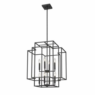 Titania Matte Black 8-Light Geometric Steel Chandelier