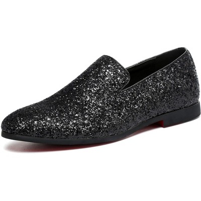 Santimon Mens Glitter Loafers Slip-On Dress Shoes – Sparkly Tuxedo & Suit Shoes for Weddings, Parties, and Formal Events