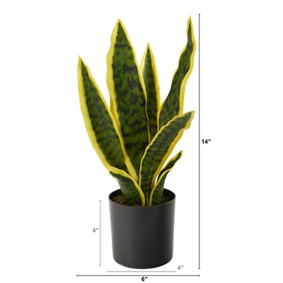 Compact 14" Maintenance-Free Outdoor Faux Snake Plant