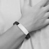 Black Bow Jewelry Men's Stainless Steel & Navy Blue Leather I.D. Bracelet, 8.5 Inch - 3 of 4
