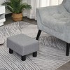 Ottoman Foot Rest, Small Foot Stool with Linen Fabric Upholstery and Plastic Legs, Cube Ottoman for Living Room, Gray - 3 of 4