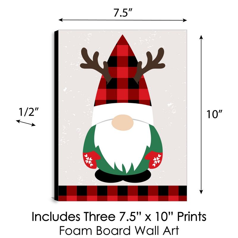 Big Dot of Happiness Red and Green Holiday Gnomes - Christmas Wall Art Room Decor - 7.5 x 10 inches - Set of 3 Prints, 5 of 8