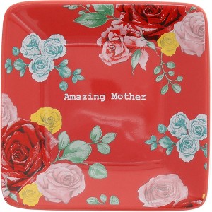 Pavilion Gift Company - Mother - 3.5" Square Keepsake Jewelry Necklace Bracelet Earrings Ring Floral Spring Dish Tray Mama Mom Mommy - 1 of 4