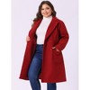 Agnes Orinda Women's Plus Size Winter Notched Lapel Double Breasted Pockets Long Overcoats - 2 of 4